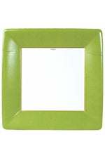 Caspari Grosgrain Border Moss Green Square Dinner Plates