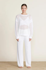 Barefoot Dreams Sunbleached Open Stich Pullover Pearl Small