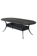 Alfresco Toscana Cast Aluminum Dining Table with Umbrella Hole 87" x 42" Oval