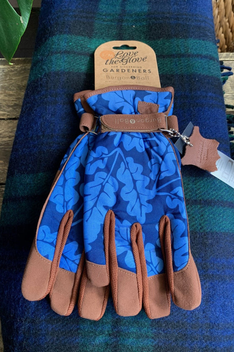 gardening gloves burgon and ball Burgon & Ball Oak Leaf Navy Gloves Medium/Large