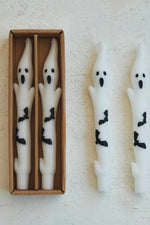 Candles Taper Ghost Shaped with Bats Unscented White & Black