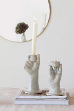 Bloomingville Stoneware Hand Taper Holder Cream