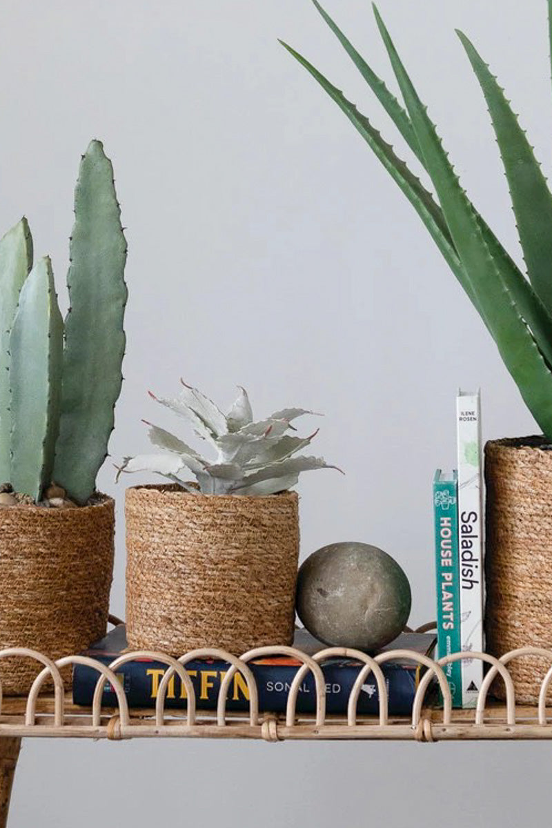 small woven plant basket Creative Co-Op Hand Woven Basket with Liner Small