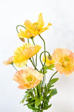 Faux Poppy Bush 15" Yellow