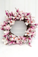 Faux Japanese Magnolia Wreath 24" Fuchsia