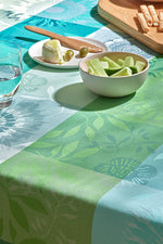 Garnier-Thiebaut Mille Tournesols Coated Tablecloth 59"x87" Chlorophylle