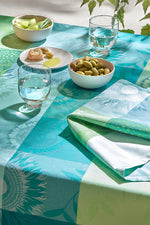 Garnier-Thiebaut Mille Tournesols Coated Tablecloth 59"x59" Chlorophylle