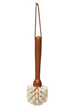 Creative Co-Op Beech Wood & Horse Hair Dish Brush with Handle & Leather Tie Stained Finish 10"