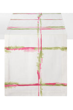 Bodrum Abstract Grid Runner 15"x90" Pinkgreen
