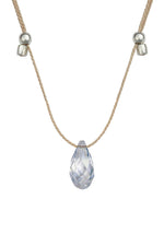 &Livy Hyevibe Crystal Slider Necklace Blue Shade Silver