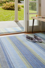 Dash & Albert Fiesta Stripe Handwoven Indoor/Outdoor Rug 2'x3' French Blue/Green