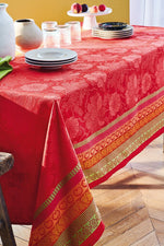 Garnier-Thiebaut Mille Roses Festives Tablecloth 61"x61" Sangria