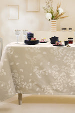 Garnier-Thiebaut Mille Ginkos Coated Tablecloth 69"x69" Naturel