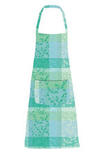 Garnier-Thiebaut Mille Feuillages Coated Apron With Pocket 30"x33" Turquoise