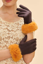Powder Design Bettina FF Cuff Gloves Chocolate/Mustard