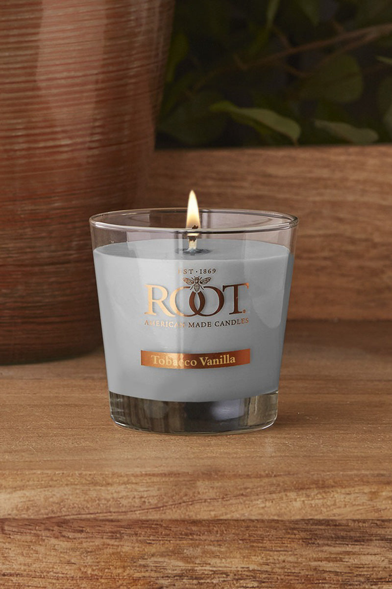 root candles tobacco vanilla Candle - Large Tumbler An earthy combination of tobacco leaves Tobacco Vanilla and Teak