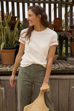 Toad & Co Women's Primo Short Sleeve Crew Embroidered Extra Large Salt Embroidery