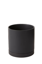 Romey Pot with Saucer 8"x 8" Black
