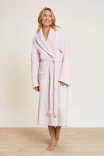Barefoot Dreams CozyChic Adult Robe Size 2 Heather Dusty Rose/White