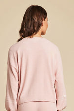 Barefoot Dreams Cozychic Ultra Light Heartbeat Stripe Pullove Extra Small Pink Peonie-Pearl