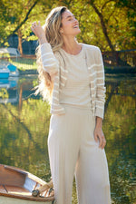 Barefoot Dreams CozyChic Ultra Lite Pointelle Short Sleeve Extra Small Stone-Pearl