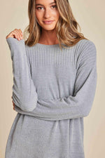 Barefoot Dreams Woman's CozyChic Ultra Lite Crewneck With High Slits Extra Small Moonbeam