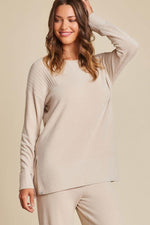 Barefoot Dreams Woman's CozyChic Ultra Lite Crewneck With High Slits Small Stone