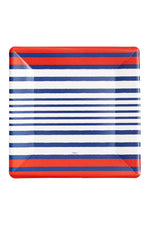 Caspari Breton Stripe Blue Paper Salad Plates