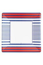 Caspari Breton Stripe Blue Paper Dinner Plates