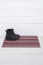 Chilewich Even Stripe Shag Doormat 18"x28" Berry