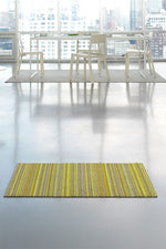 Chilewich Skinny Stripe Shag Doormat 18"x28" Citron