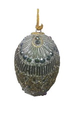Beaded Oval Ornament Gold Silver