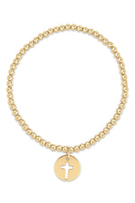 eNewton Classic Gold 3mm Bead Bracelet Blessed Gold Disc