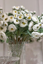 Faux Ranunculus Spray 19" White