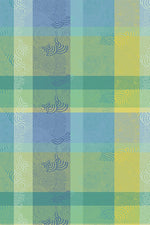 Garnier-Thiebaut Mille Rainures Coated Tablecloth with Umbrella Hole 59" Round Atoll