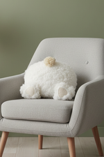 Bunny Butt Pillow 15" White & Beige