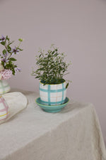 Bertie Pot with Saucer 6.5"x 5.5" Blue