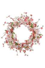 Faux Cherry Blossom Wreath 24" Pink and Cream