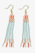 Ink + Alloy Melissa Alternating Two Color Grids Petite Beaded Fringe Earrings Amalfi