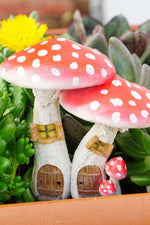 Miniature Garden Mushroom Fairy Houses with Pick Red