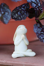 Miniature Garden Seated Yoga Bunny Namaste Pose