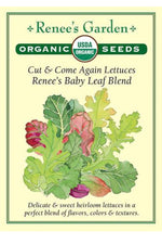 Renee's Garden Cut & Come Again Lettuces Renee's Baby Leaf Blend Organic Seeds