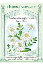 Renee's Garden Heirloom Butterfly Zinnias Polar Bear Seeds