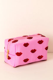 COSMETIC POUCH, CARA LIPS PINK