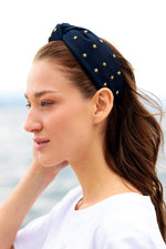 Shiraleah Stars Knotted Headband Navy