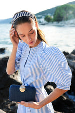 Shiraleah Beaded Stripe Headband Navy