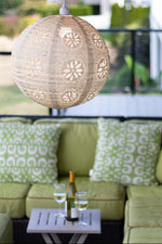 Soji Stella Nova Globe Boho Solar Lantern 18" Pearl