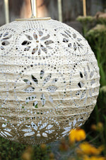 Soji Stella Globe Boho Solar Lantern 12" Pearl