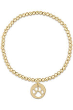 eNewton Classic Gold 3mm Bead Bracelet - Paw Print Gold Disc