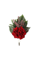 Faux Hydrangea Berry Pine Pick 19" Red & Green